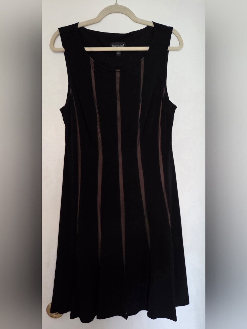 connected apparel Black Sleeveless Maxi with Sheer Vertical Stripes